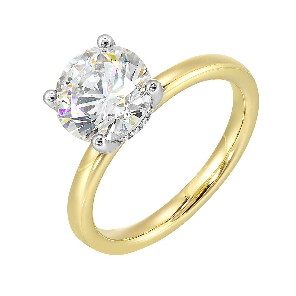 Selene 14K Yellow and White Gold 1/20CTW Diamond Solitaire Semi-Mount