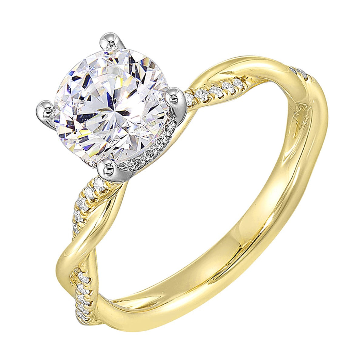 Aristea 14K Two-Tone Gold 1/8CTW Diamond Solitaire Semi-Mount