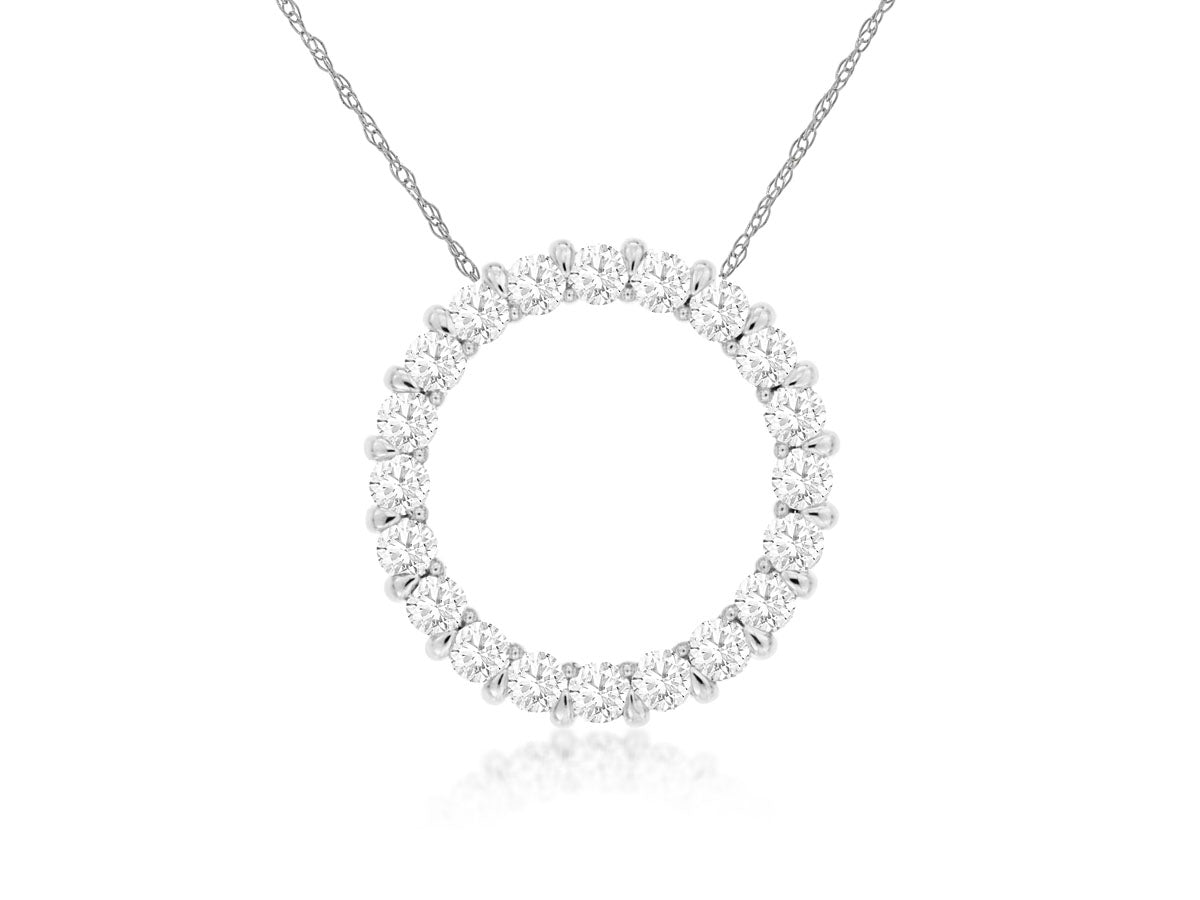 14k White Gold .50ctw Diamond Circle Necklace