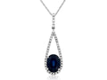 14k White Gold .23tdw Diamond and 1.47tgw Blue Sapphire Necklace