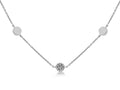 14k White Gold .17ctw Diamond Pave Discs by the Yard Necklace