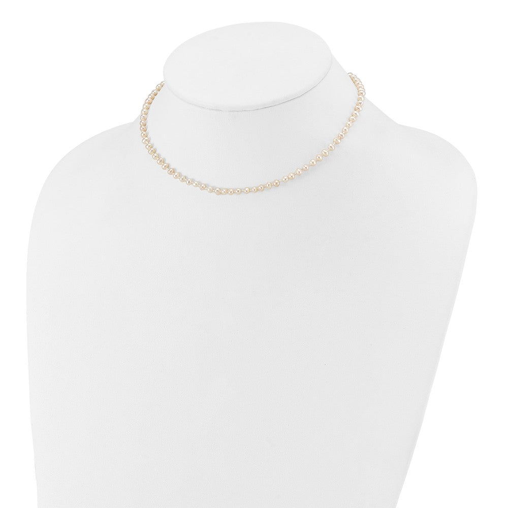 Luna Song 14k Children's 3-4mm White Semi-Round Freshwater Cultured Pearl 12 inch Necklace