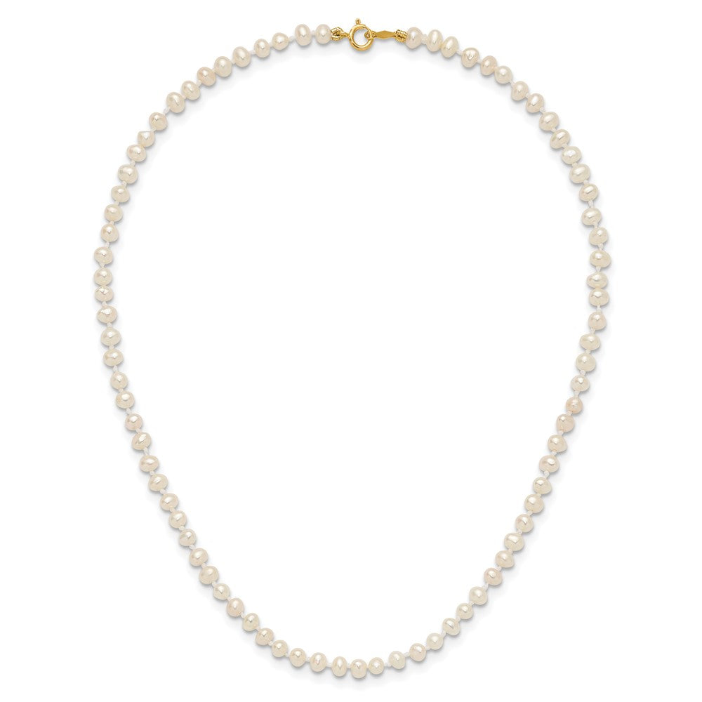 Luna Song 14k Children's 3-4mm White Semi-Round Freshwater Cultured Pearl 12 inch Necklace