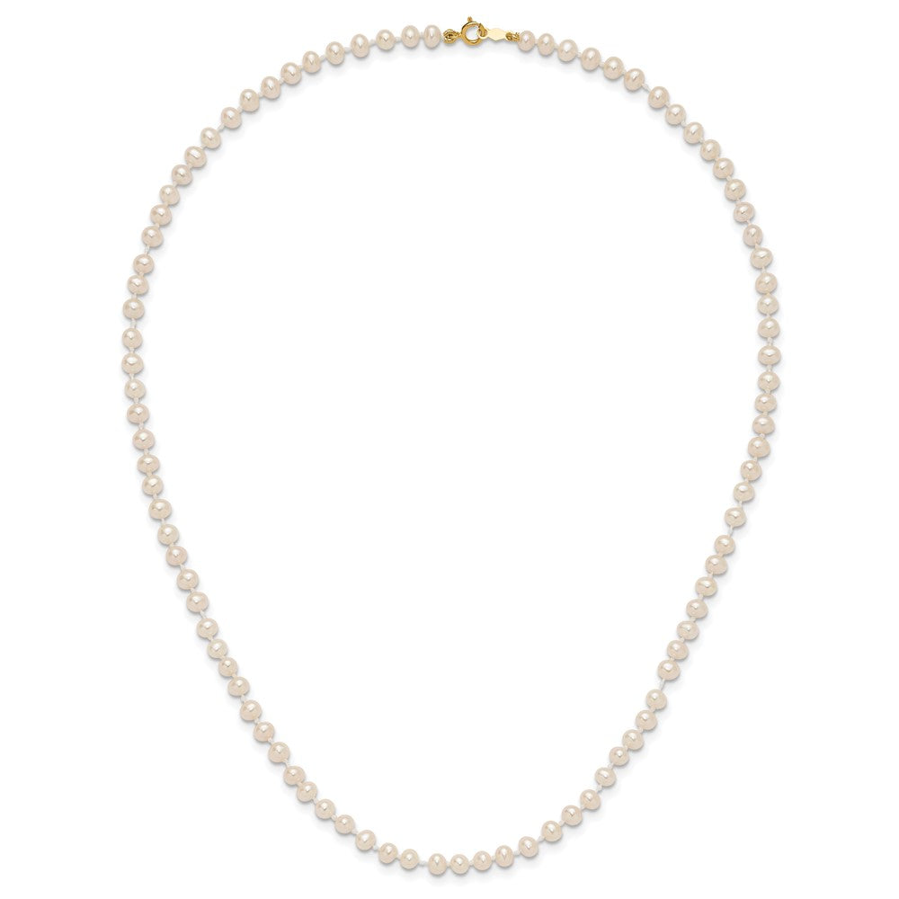 Peaches Nest 14k 3-4mm White Semi-Round Freshwater Cultured Pearl 16 inch Necklace