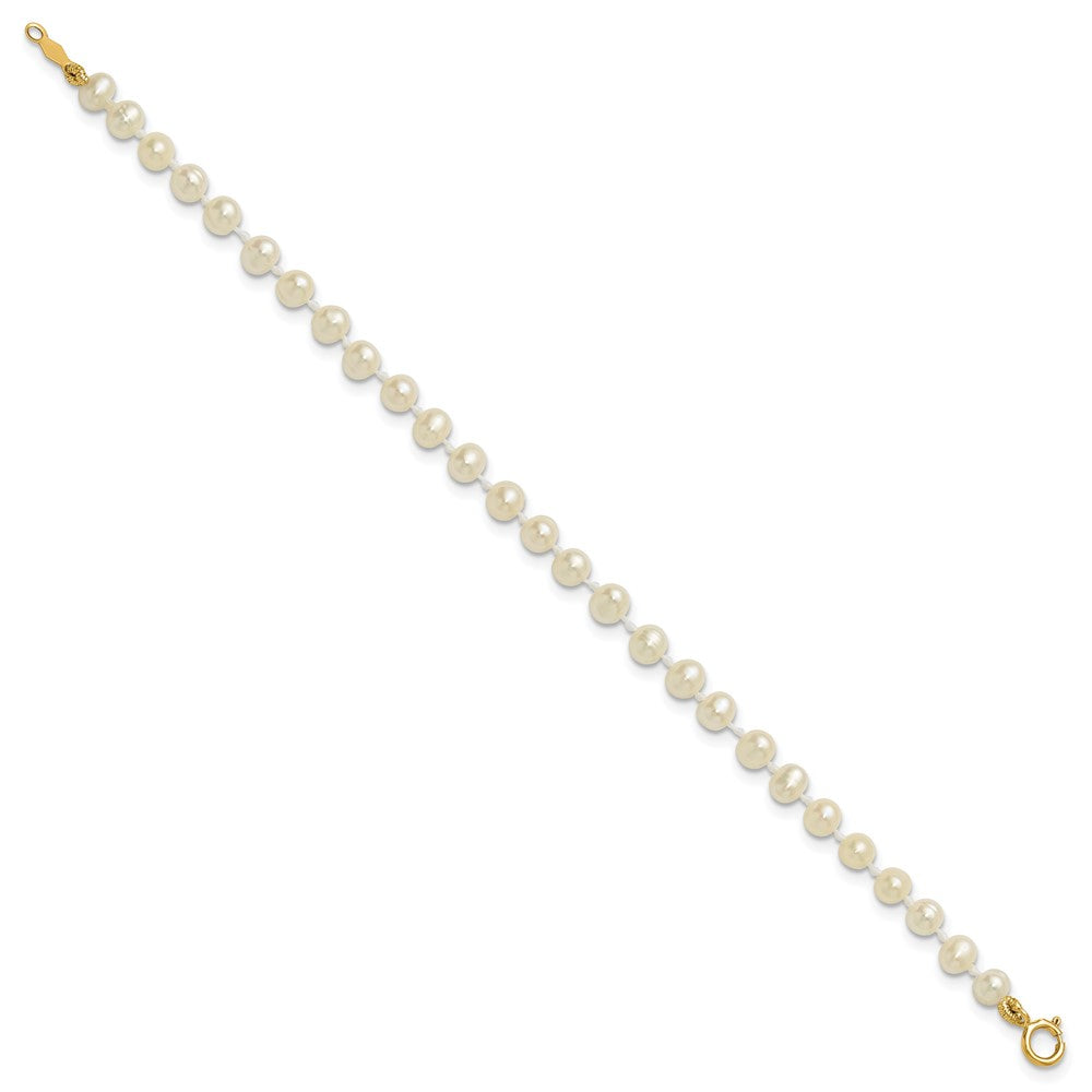 Sunny Bear 14k 3-4mm White Semi-Round Freshwater Cultured Pearl 5 inch Bracelet