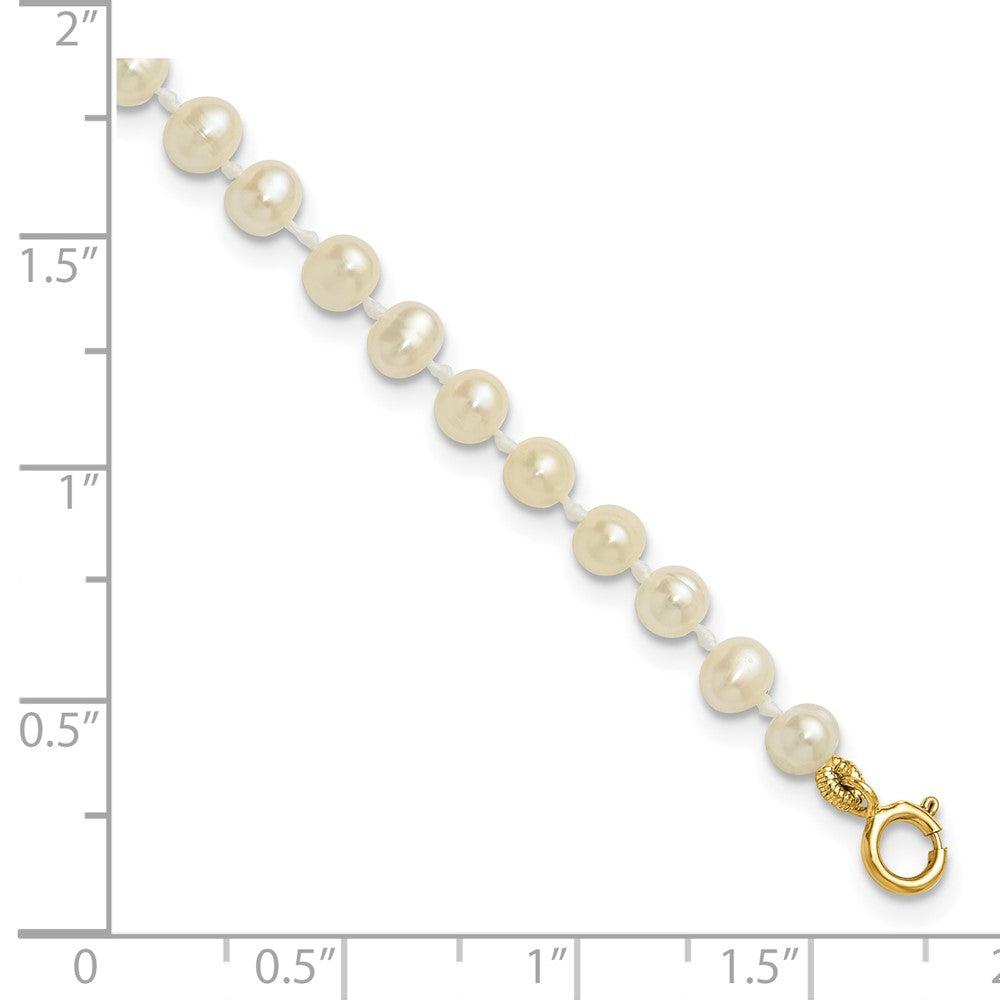 Sunny Bear 14k 3-4mm White Semi-Round Freshwater Cultured Pearl 5 inch Bracelet