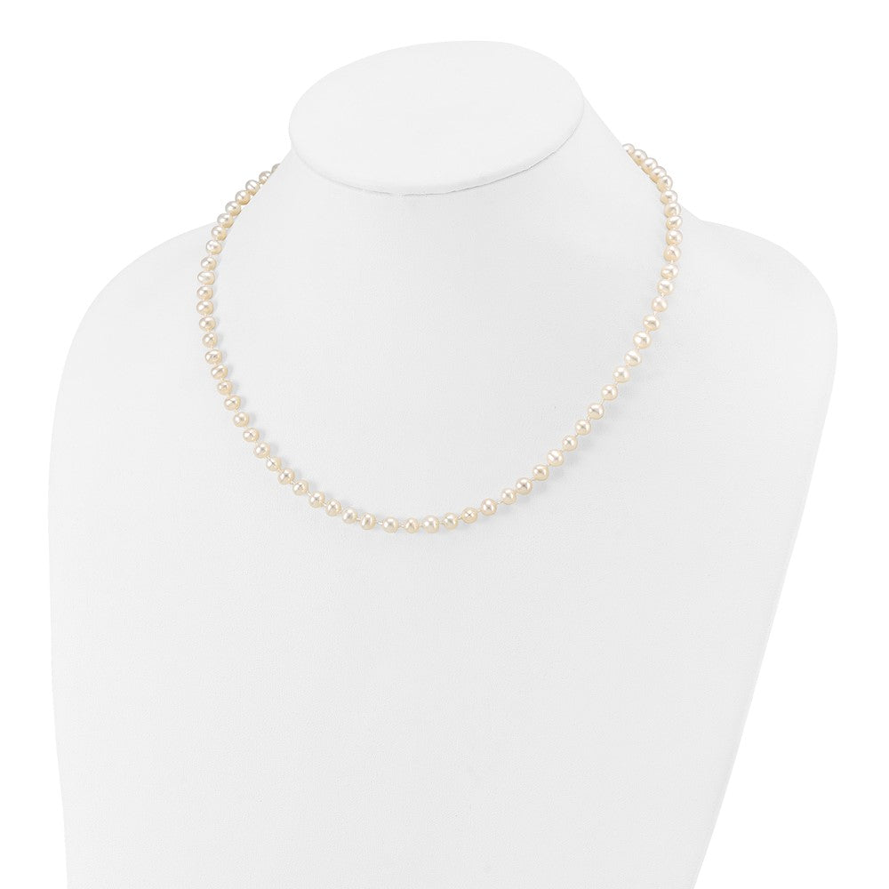 Luna Shine 14k 4-5mm White Semi-Round Freshwater Cultured Pearl 16 inch Necklace