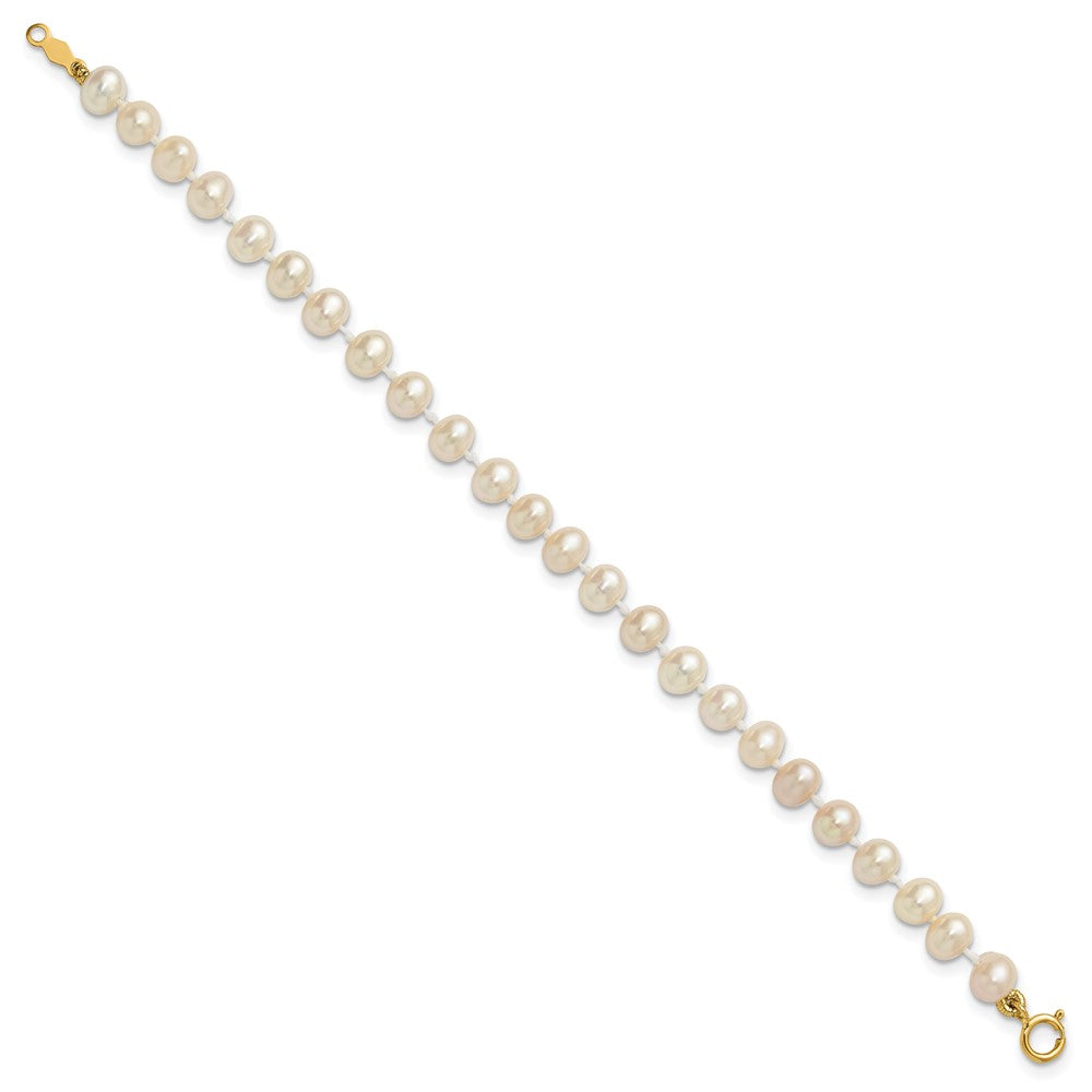 Sprinkle Drift 14k 4-5mm White Semi-Round Freshwater Cultured Pearl 5 inch Bracelet