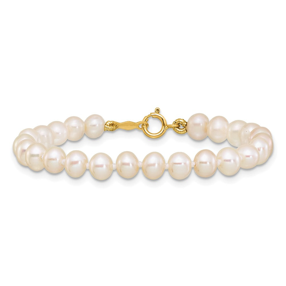 Sprinkle Drift 14k 4-5mm White Semi-Round Freshwater Cultured Pearl 5 inch Bracelet