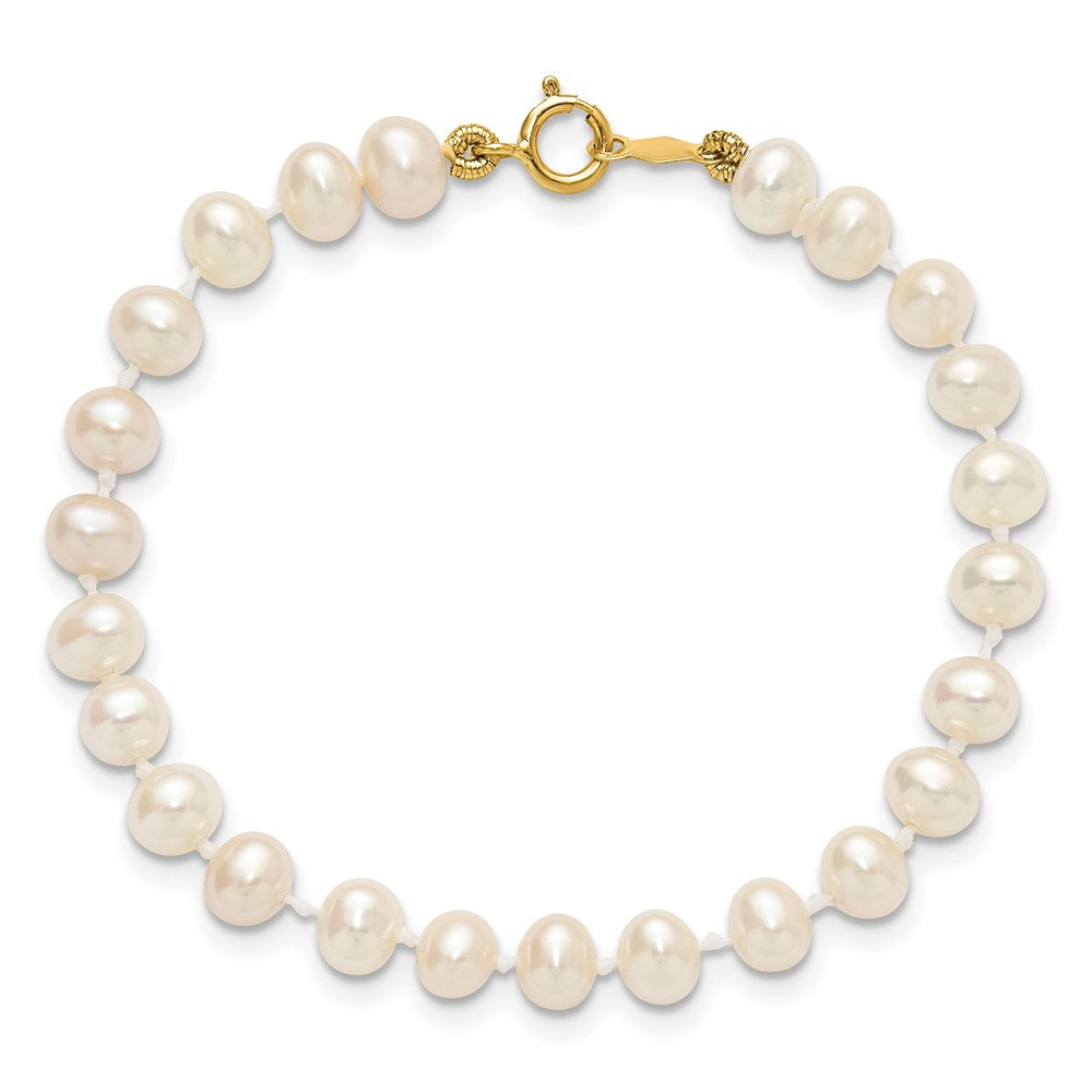Pixie Drift 14k 4-5mm White Semi-Round Freshwater Cultured Pearl 4 inch Bracelet