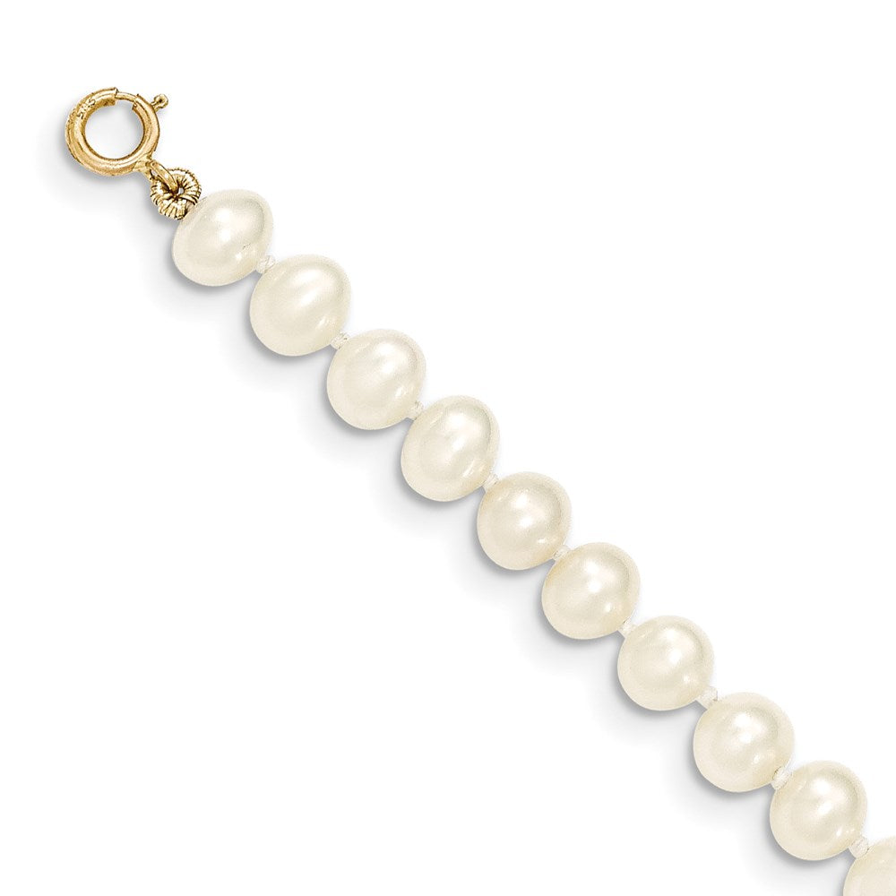 Snowflake Bloom 14k 5-6mm White Semi-Round Freshwater Cultured Pearl 14 inch Necklace
