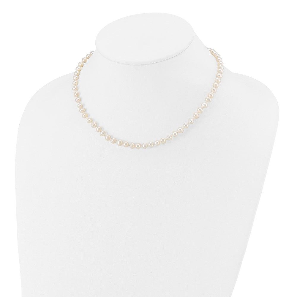 Snowflake Bloom 14k 5-6mm White Semi-Round Freshwater Cultured Pearl 14 inch Necklace