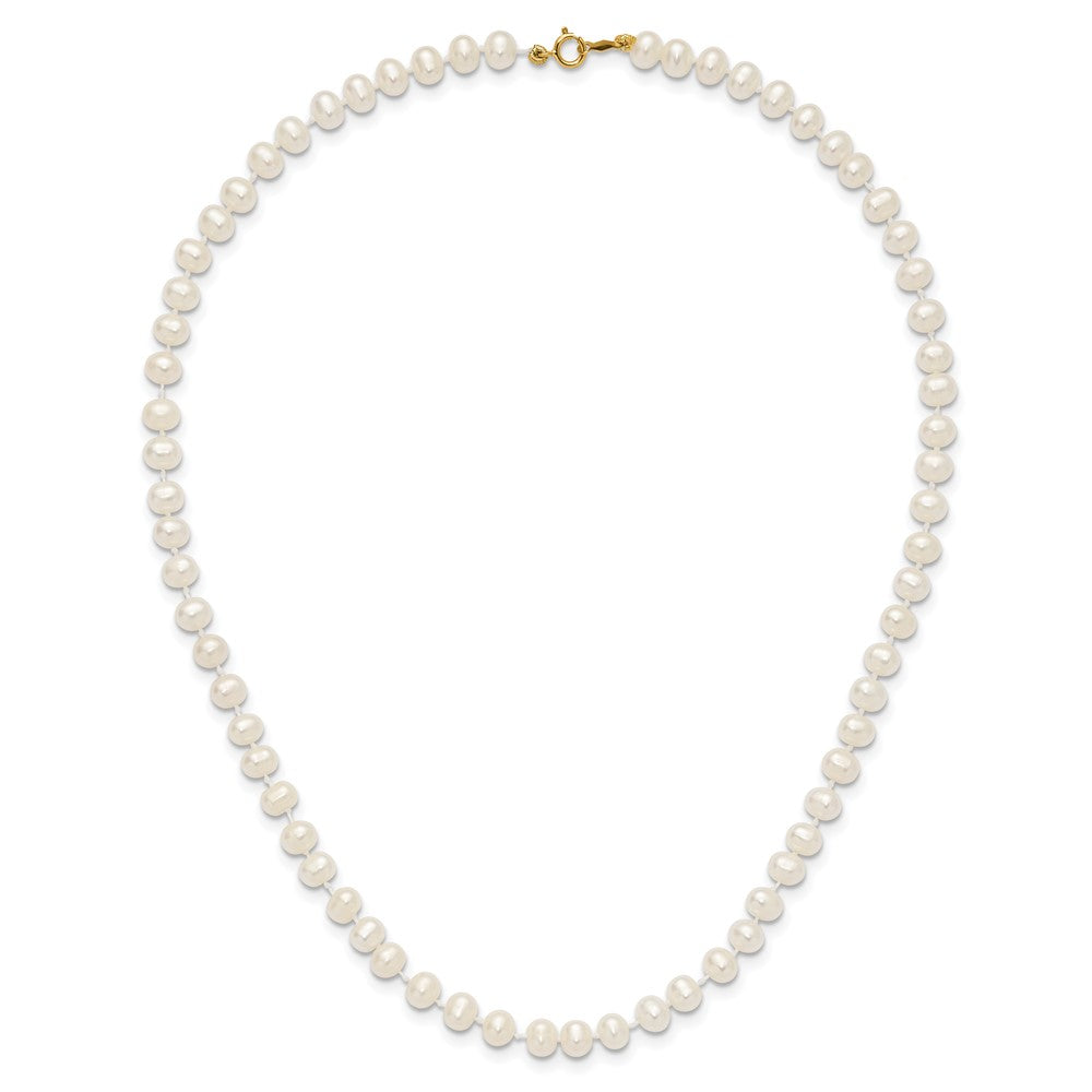 Snowflake Bloom 14k 5-6mm White Semi-Round Freshwater Cultured Pearl 14 inch Necklace