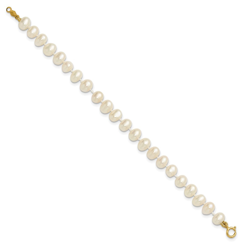 Bubbles Puff 14k 5-6mm White Semi-Round Freshwater Cultured Pearl 5 inch Bracelet