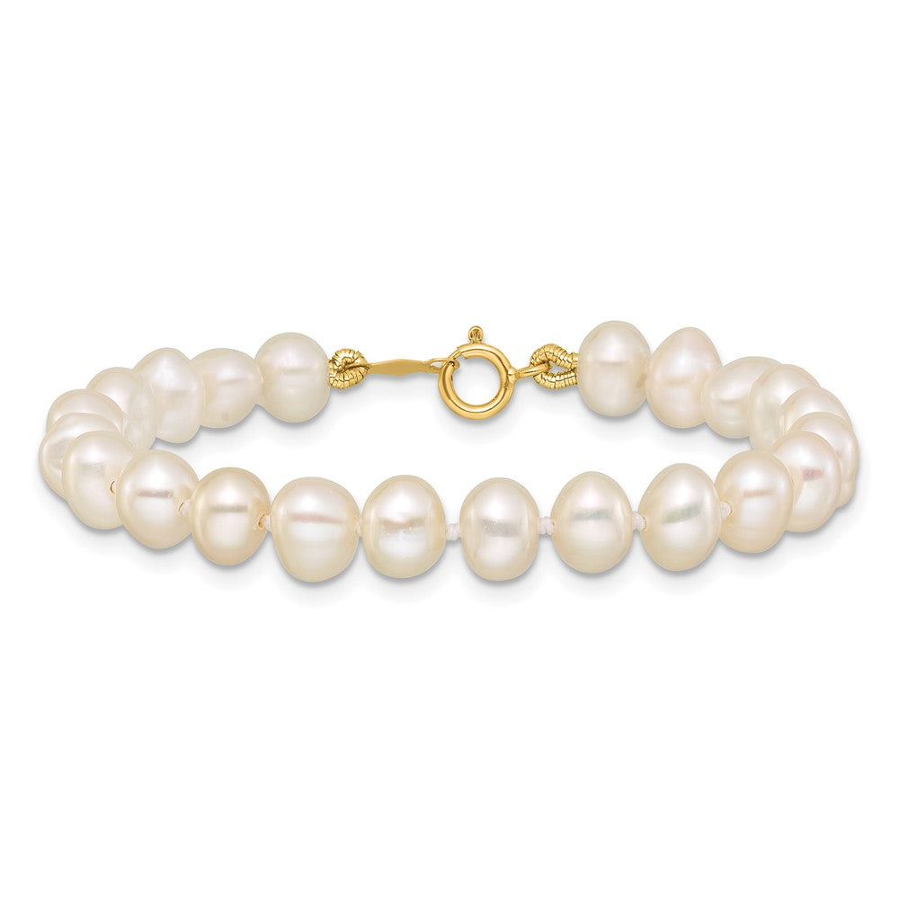 Bubbles Puff 14k 5-6mm White Semi-Round Freshwater Cultured Pearl 5 inch Bracelet