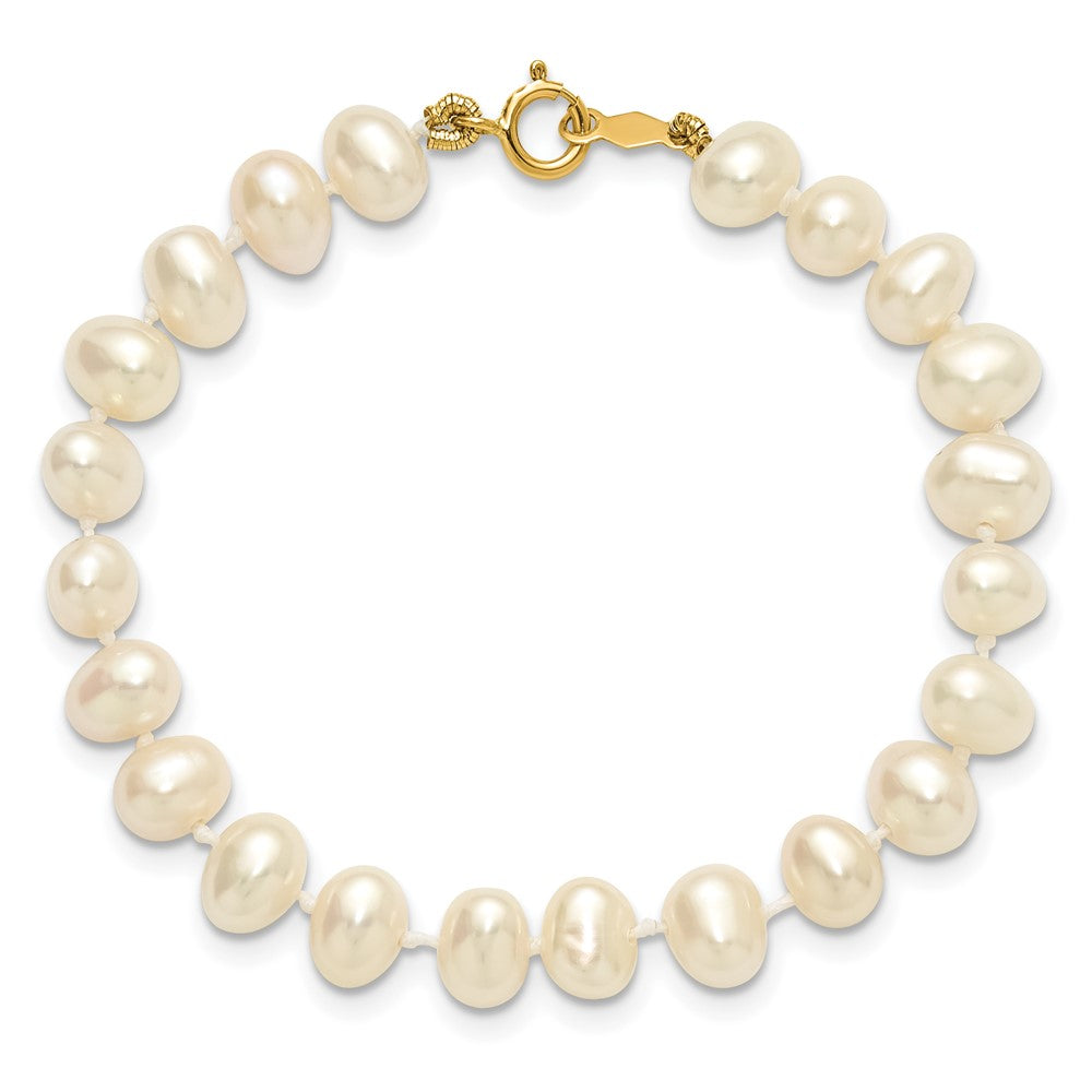 Bubbles Puff 14k 5-6mm White Semi-Round Freshwater Cultured Pearl 5 inch Bracelet
