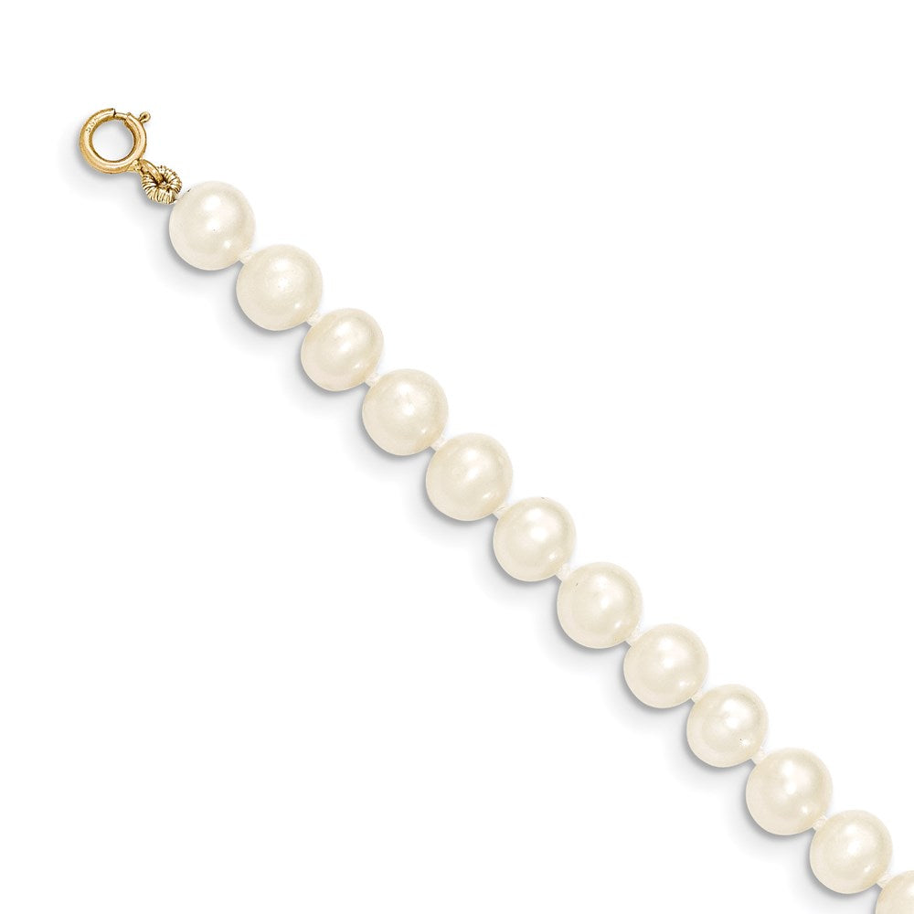 Doodle Bug 14k 6-7mm White Semi-Round Freshwater Cultured Pearl 14 inch Necklace
