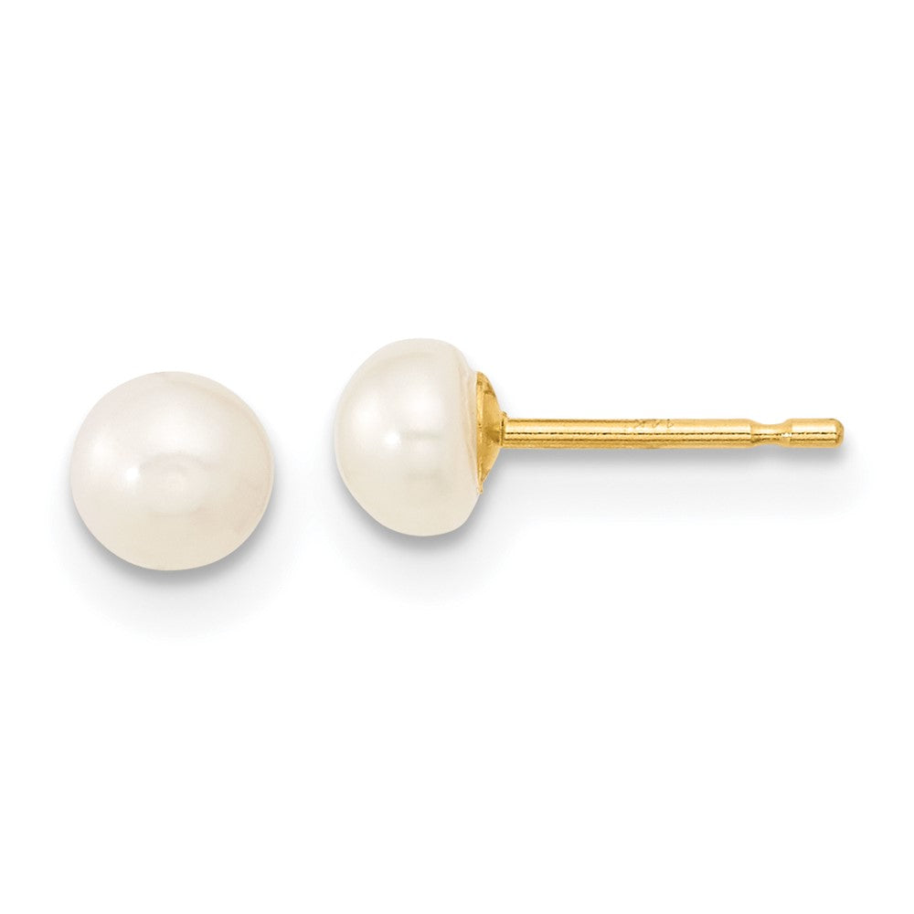 Sweetpea Spark 14k 4-5mm White Freshwater Cultured Pearl Pendant, 5 inch Bracelet and Post Earrings Set