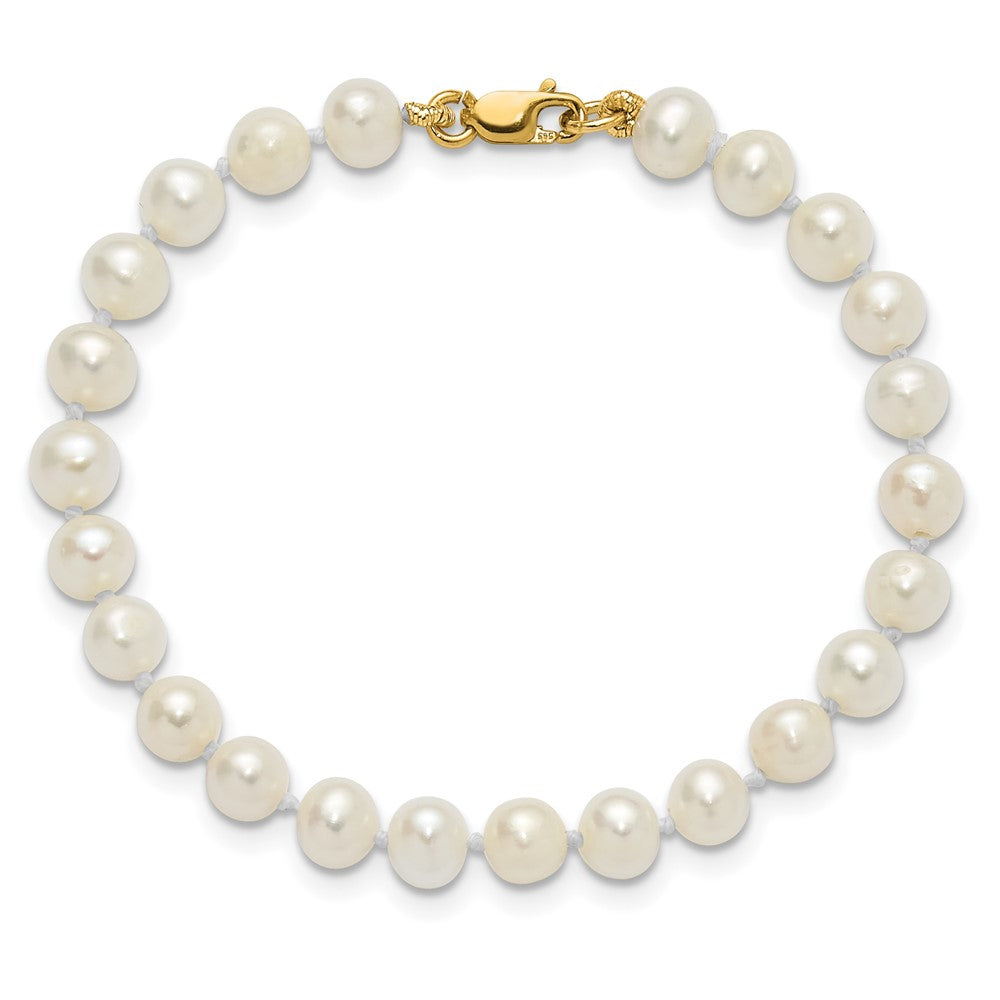 Sweetpea Spark 14k 4-5mm White Freshwater Cultured Pearl Pendant, 5 inch Bracelet and Post Earrings Set