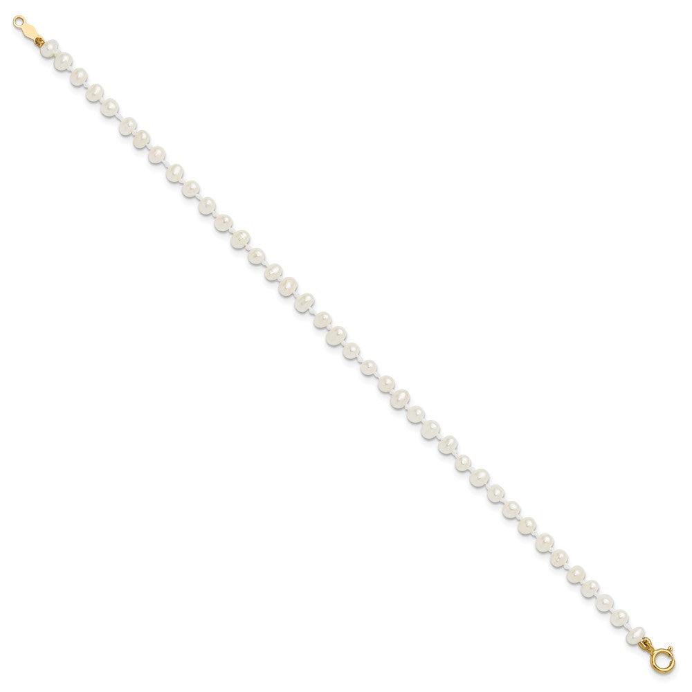 Novara 14k Madi K 3-4mm White Egg Shape Freshwater Cultured Pearl 6 inch Bracelet