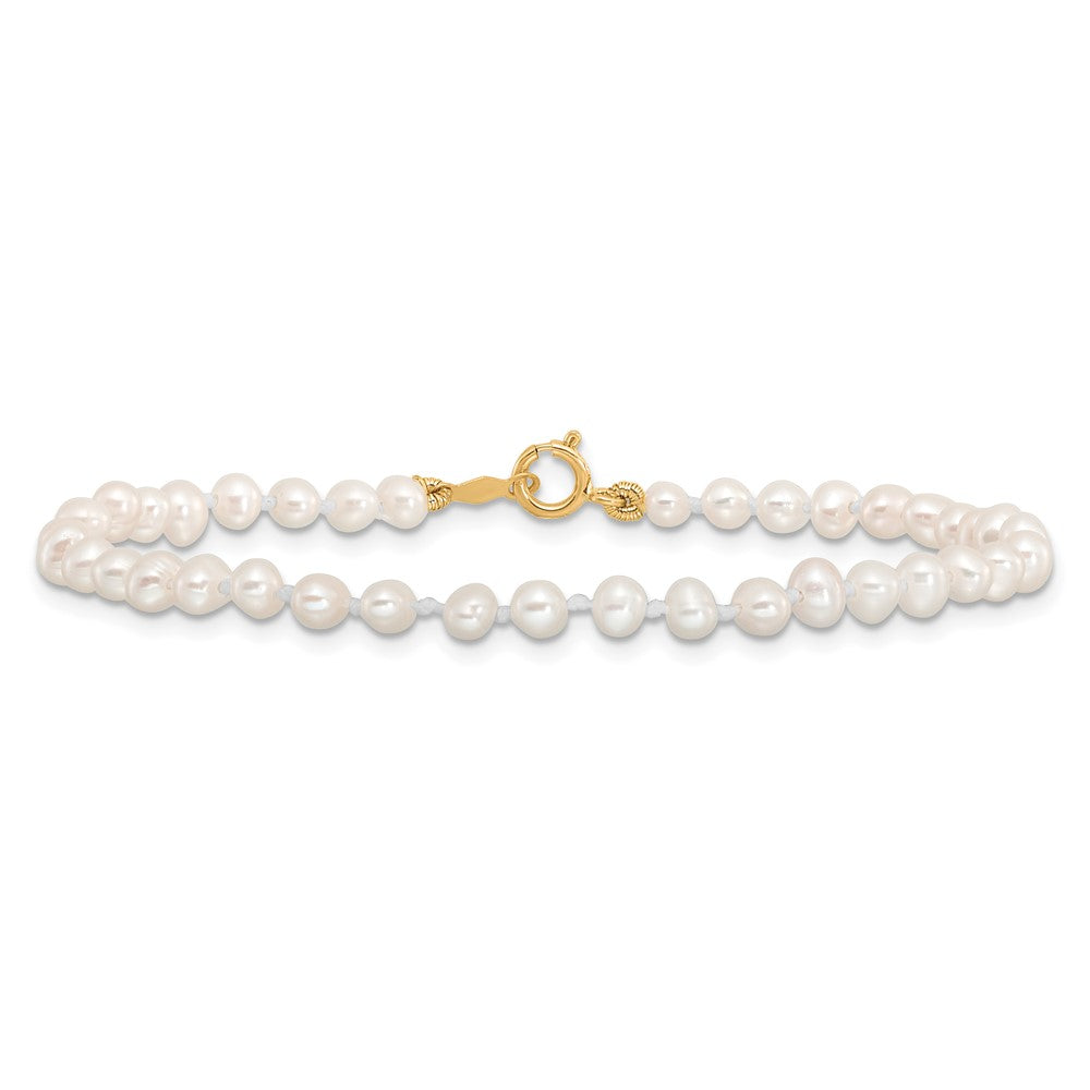 Novara 14k Madi K 3-4mm White Egg Shape Freshwater Cultured Pearl 6 inch Bracelet
