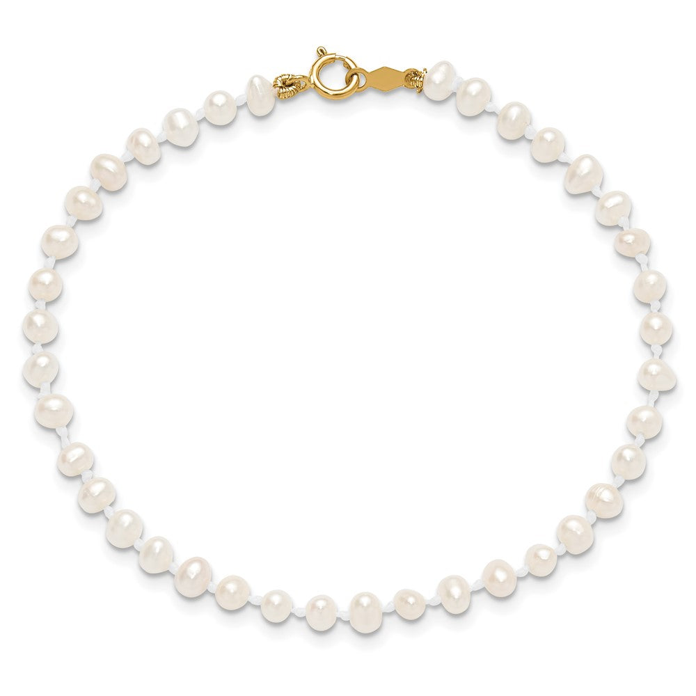Novara 14k Madi K 3-4mm White Egg Shape Freshwater Cultured Pearl 6 inch Bracelet
