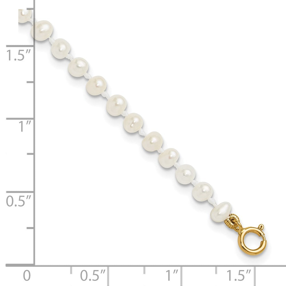 Novara 14k Madi K 3-4mm White Egg Shape Freshwater Cultured Pearl 6 inch Bracelet