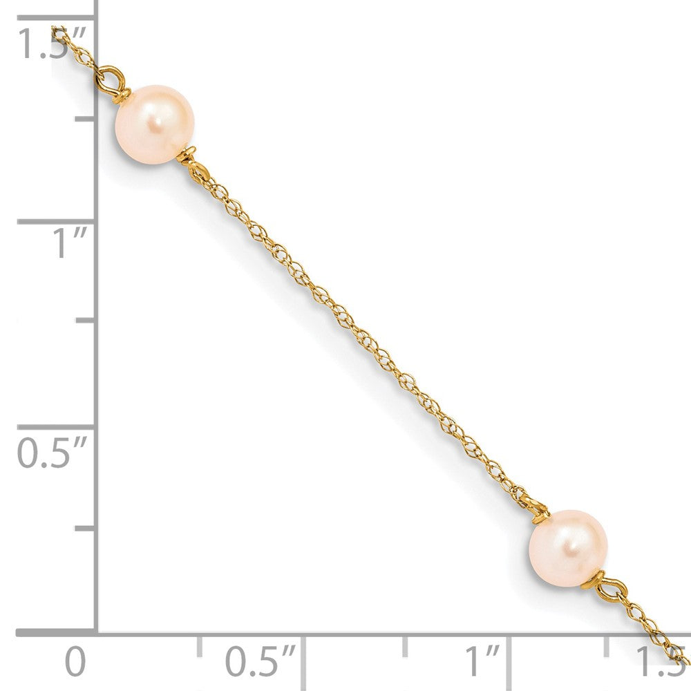 Rhea 14k Madi K 5-6mm Pink Near-Round Freshwater Cultured Pearl 3-Station 6 inch Bracelet