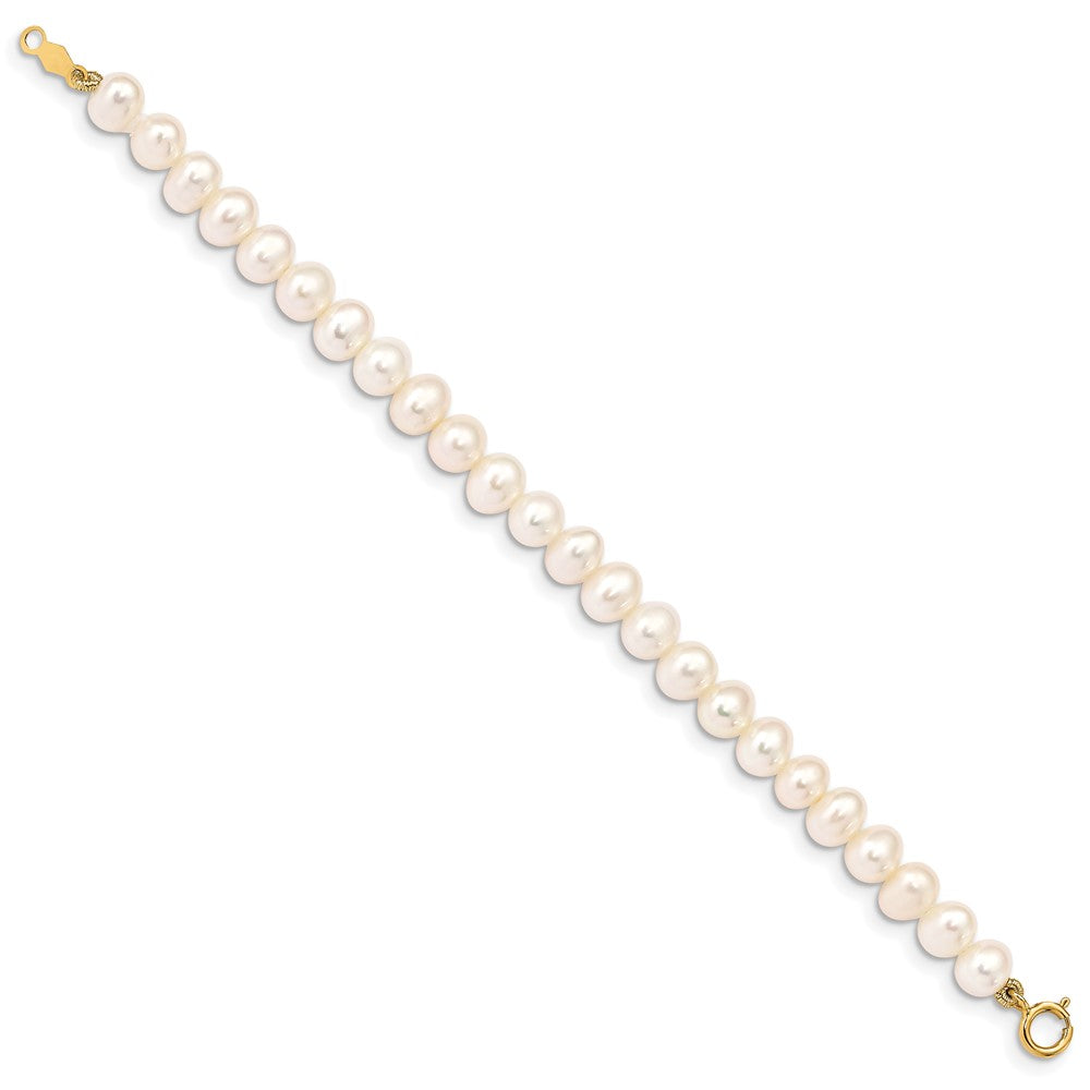 Liora 14k Madi K 4-5mm White Egg Shape Freshwater Cultured Pearl 5 inch Bracelet