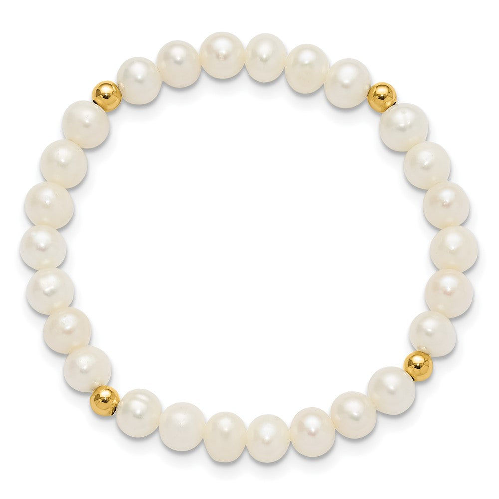 Selene 14k Madi K 4-5mm White Egg Shape Freshwater Pearl Beaded Stretch Bracelet