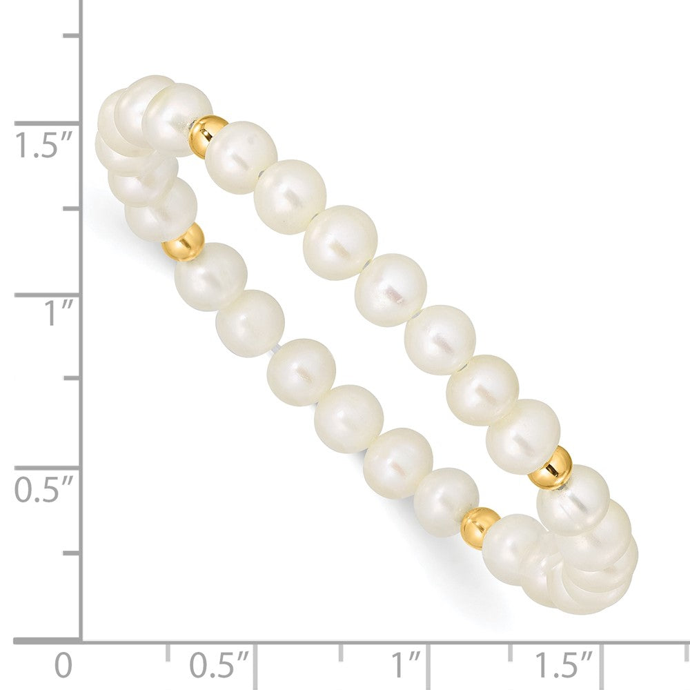 Selene 14k Madi K 4-5mm White Egg Shape Freshwater Pearl Beaded Stretch Bracelet
