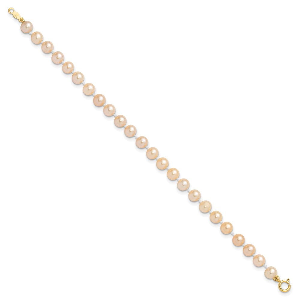 Button Song 14k Madi K 4-5mm Pink Freshwater Cultured Pearl 5.5 inch Bracelet and Post Earrings Set