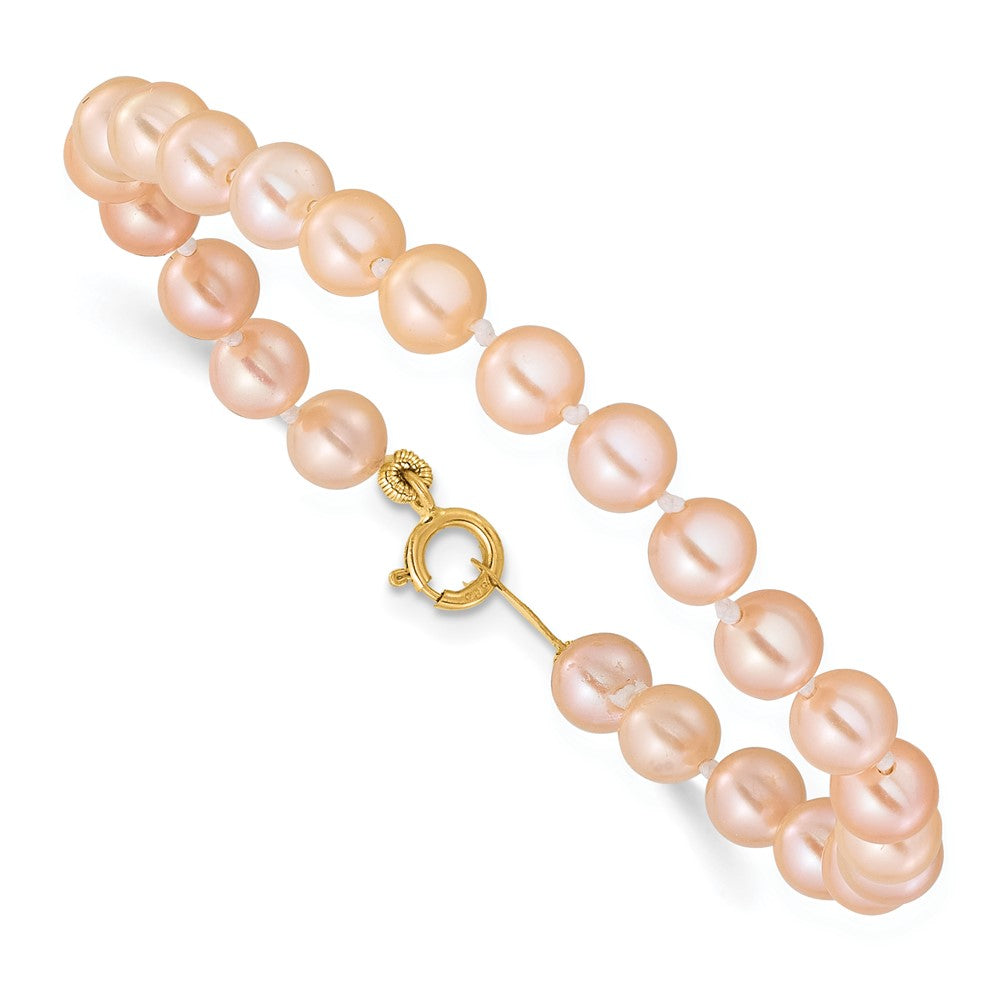 Button Song 14k Madi K 4-5mm Pink Freshwater Cultured Pearl 5.5 inch Bracelet and Post Earrings Set