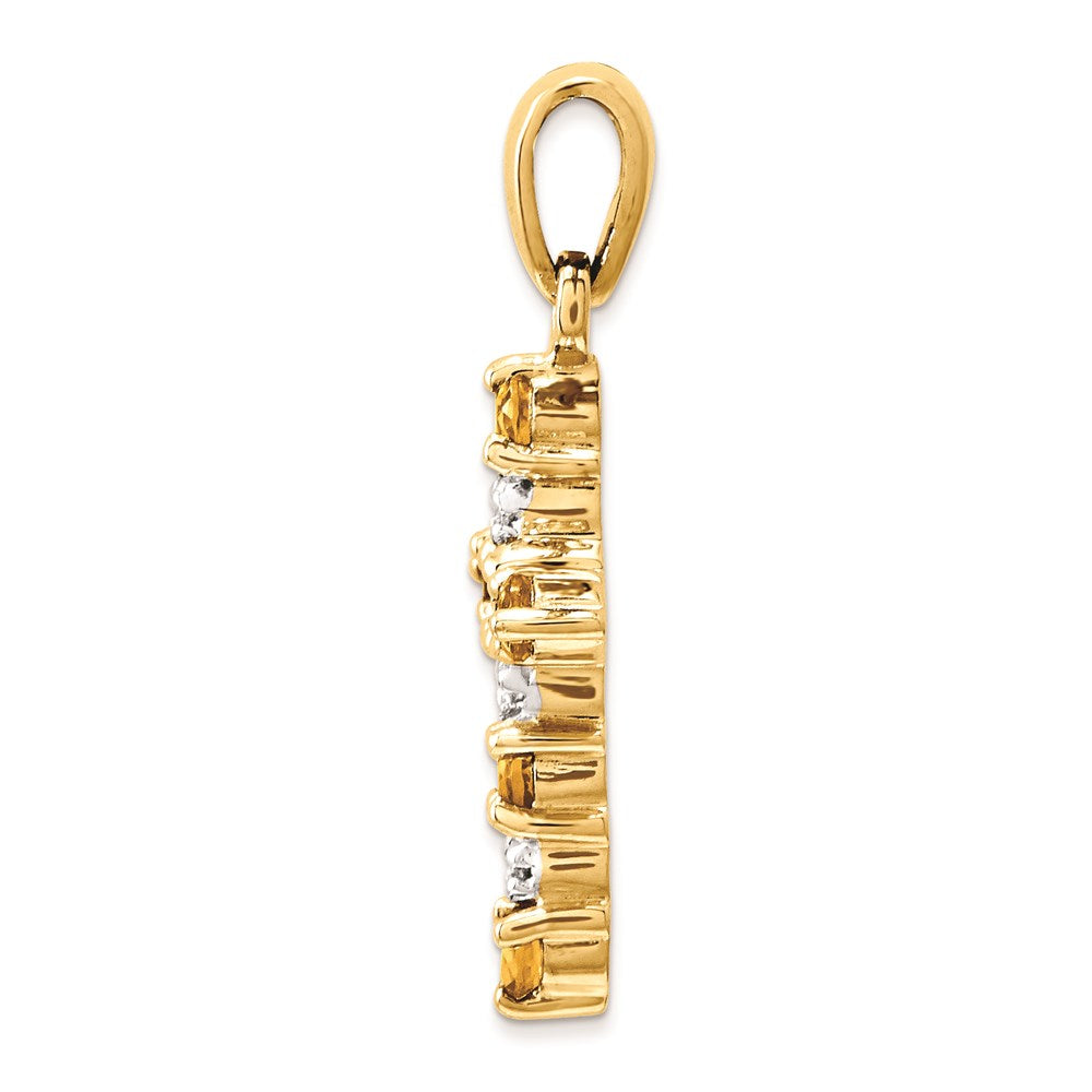 Luna Glow 14k Citrine and Diamond Cross Pendant