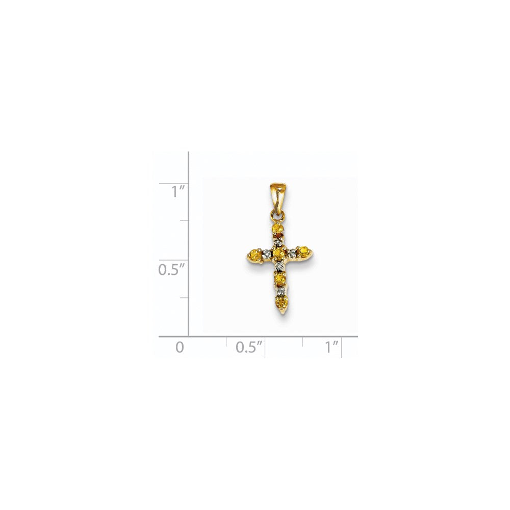Luna Glow 14k Citrine and Diamond Cross Pendant