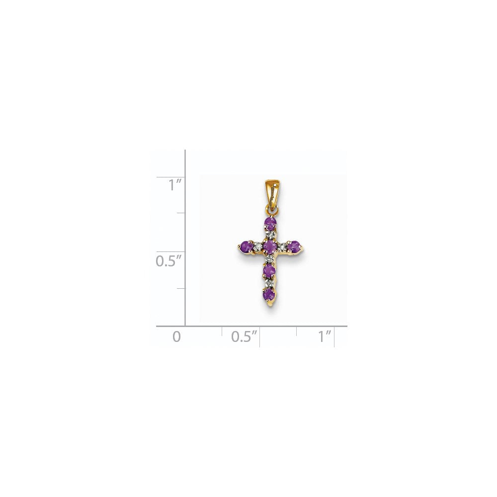 Lollipop Bloom 14k Amethyst and Diamond Cross Pendant