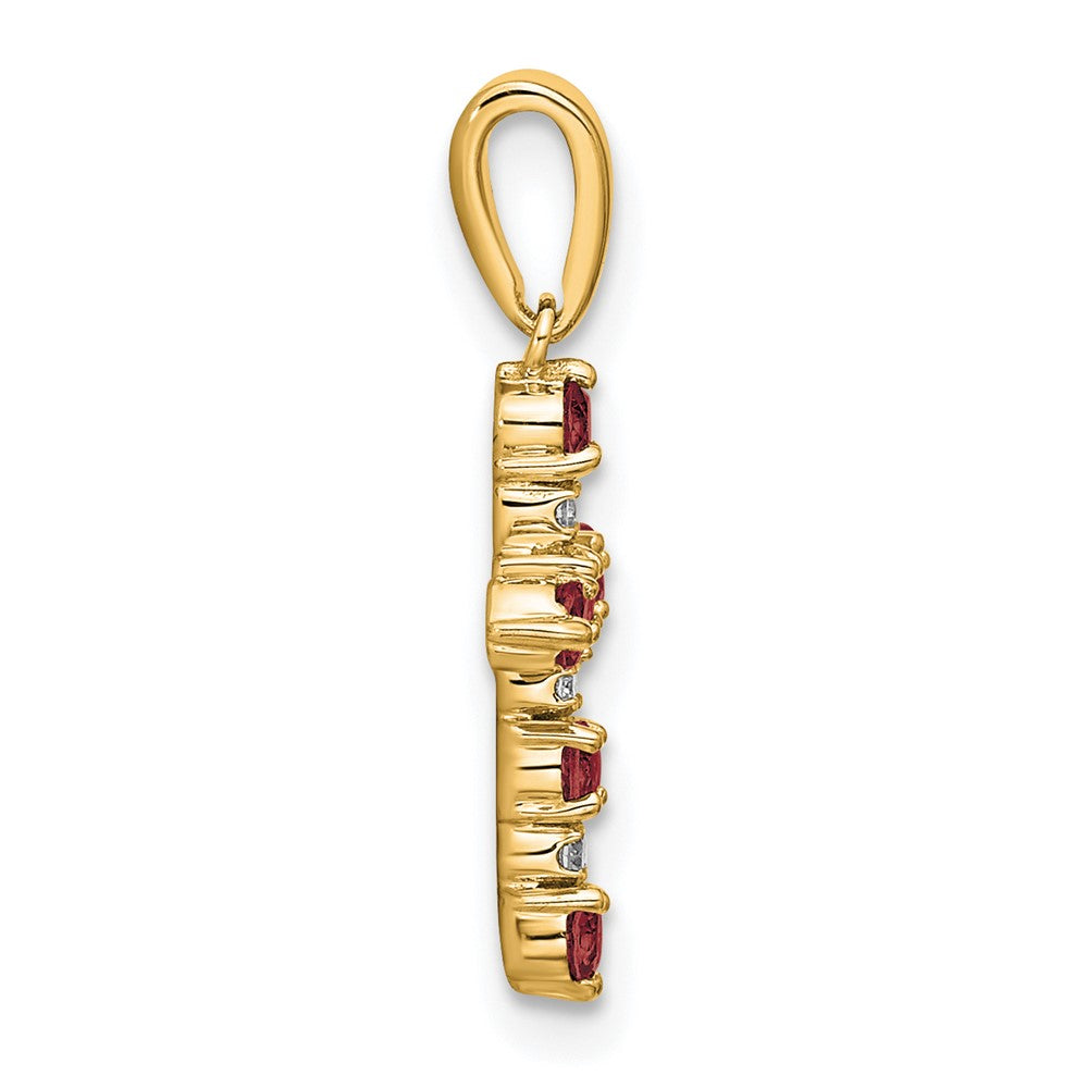 Kitten Pop 14k Lab Created Ruby and Diamond Cross Pendant