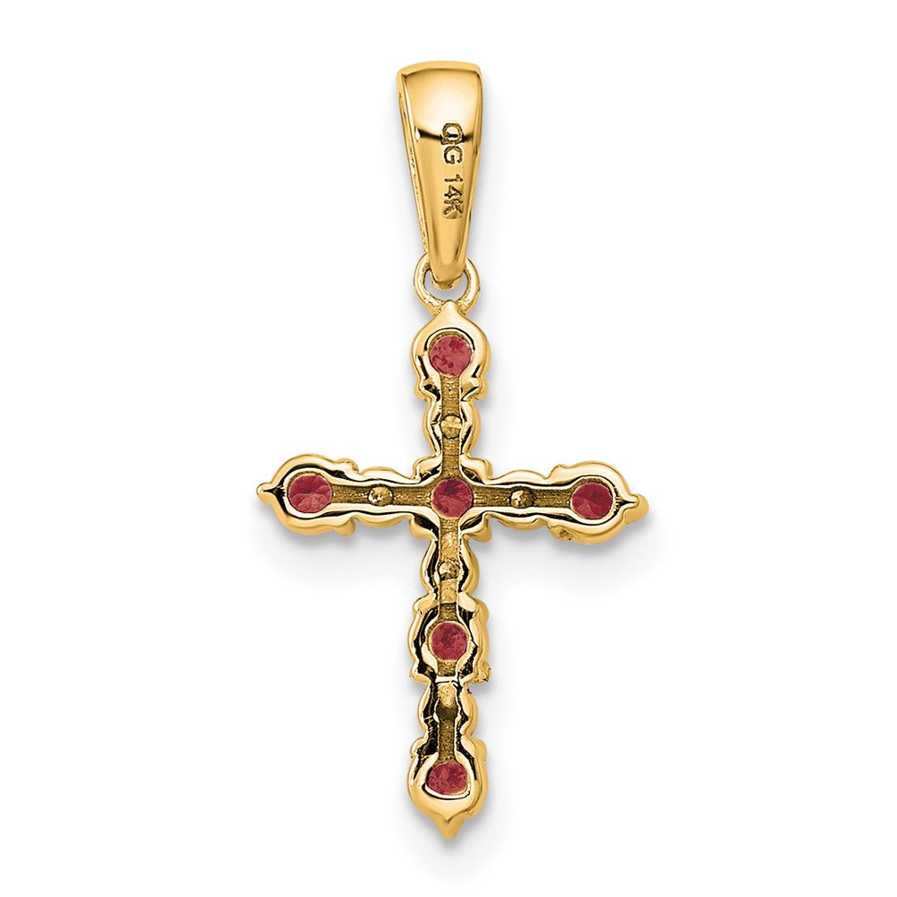 Kitten Pop 14k Lab Created Ruby and Diamond Cross Pendant