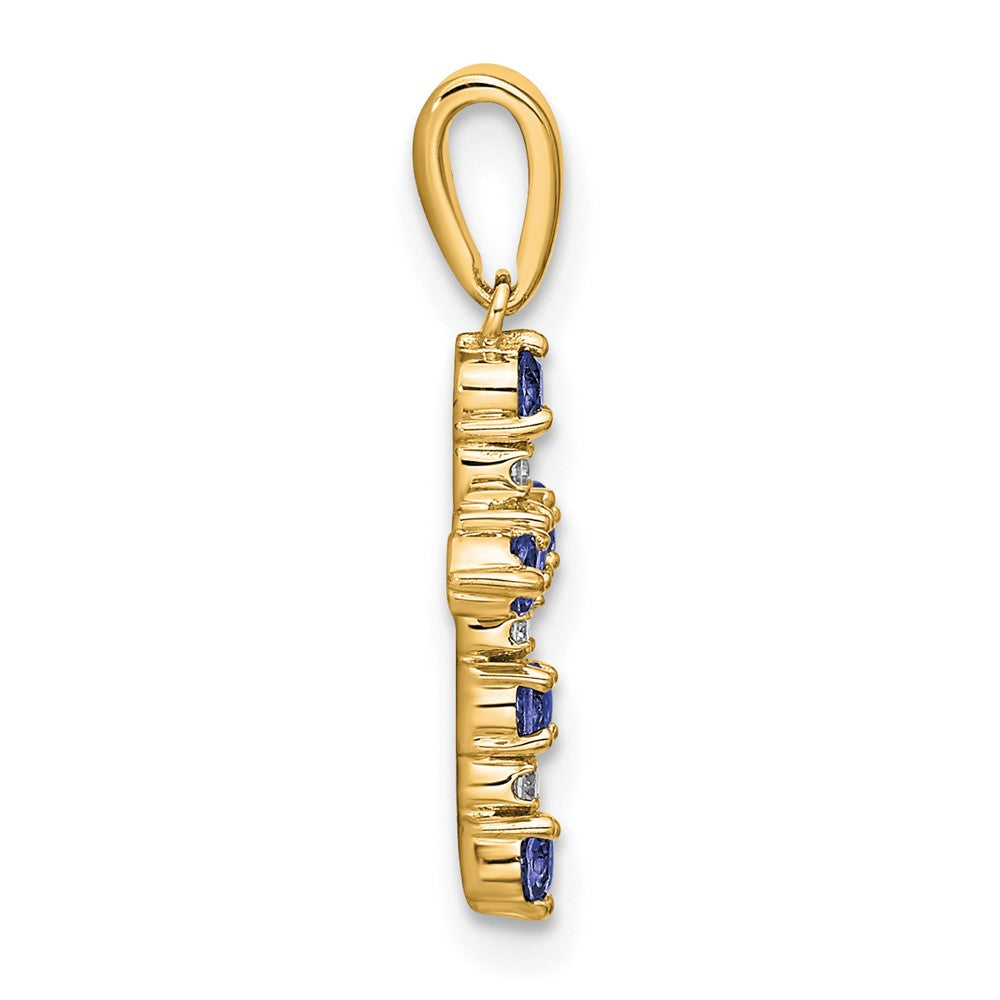 Button Bean 14k Lab Created Sapphire and Diamond Cross Pendant