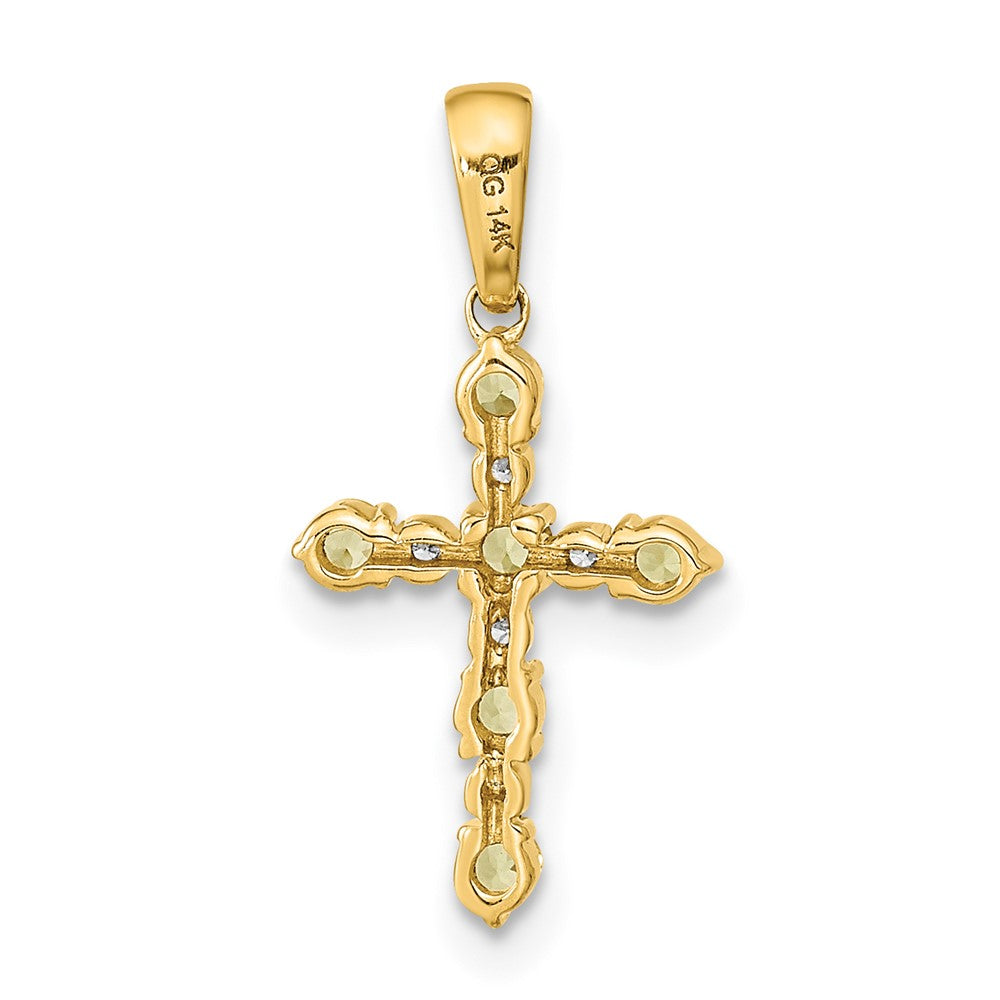 Snowflake Nest 14k Peridot and Diamond Cross Pendant