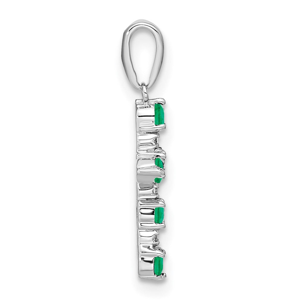 Bumble Shine 14k White Gold Lab Created Emerald and Diamond Cross Pendant