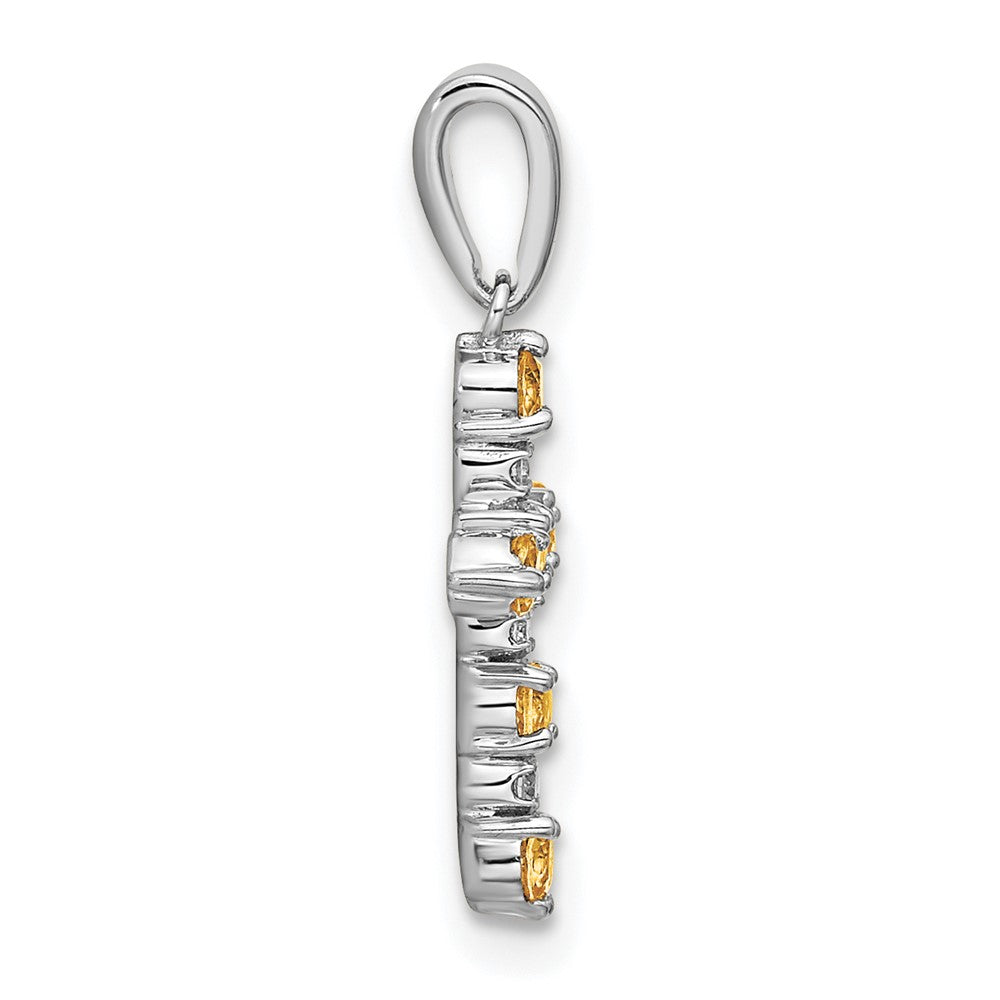 Pip Star 14k White Gold Citrine and Diamond Cross Pendant