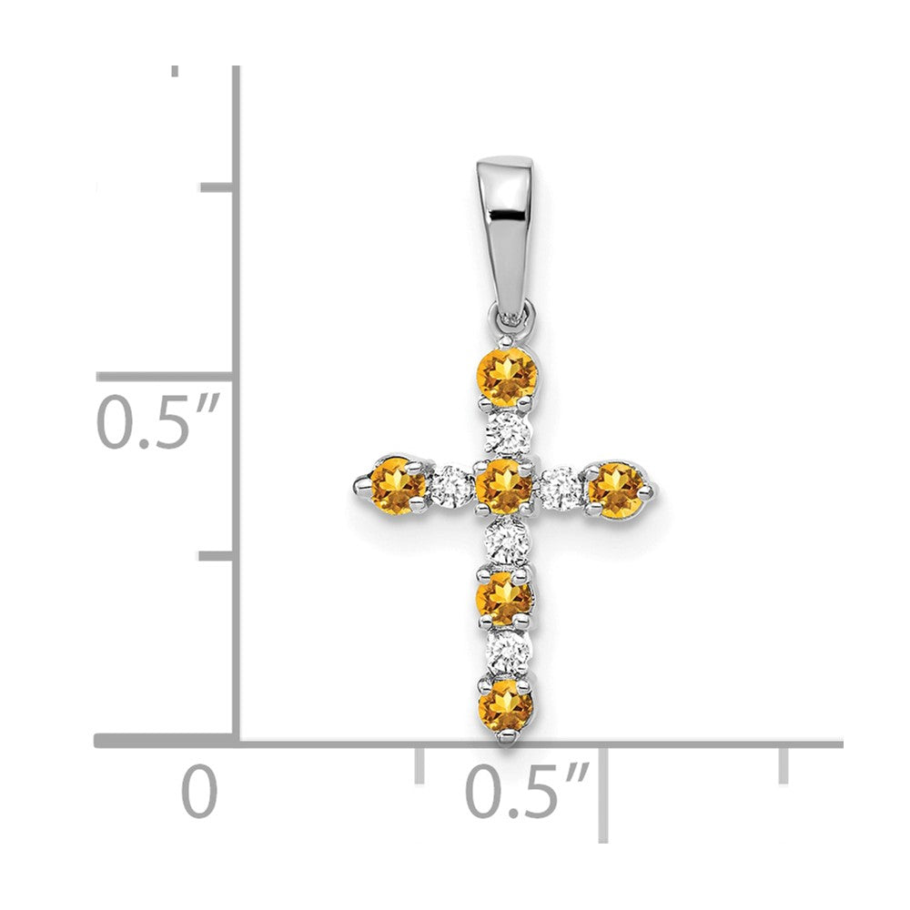 Pip Star 14k White Gold Citrine and Diamond Cross Pendant