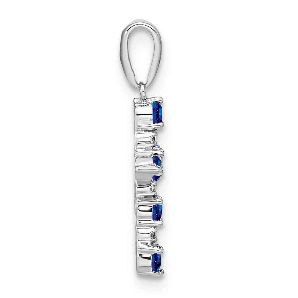 Glow 14k White Gold Lab Created Sapphire and Diamond Cross Pendant