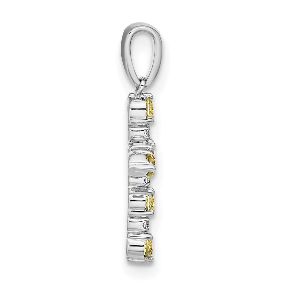 Cuddles Cloud 14k White Gold Peridot and Diamond Cross Pendant