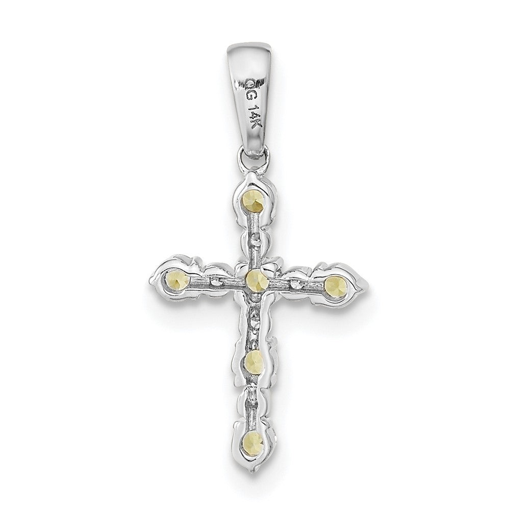 Cuddles Cloud 14k White Gold Peridot and Diamond Cross Pendant