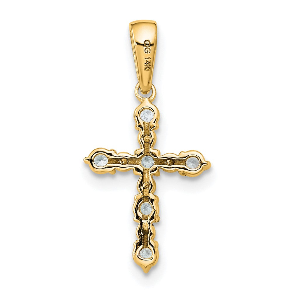 Fluffy Nook 14k White Topaz and Diamond Cross Pendant