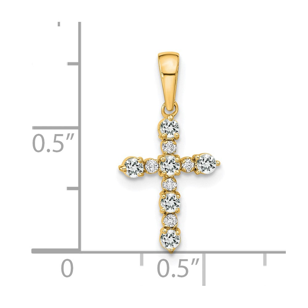 Fluffy Nook 14k White Topaz and Diamond Cross Pendant