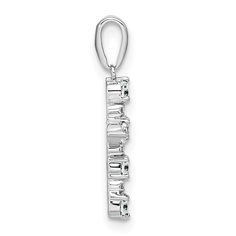 Ripple Bloom 14k White Gold White Topaz and Diamond Cross Pendant