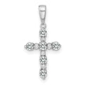 Ripple Bloom 14k White Gold White Topaz and Diamond Cross Pendant